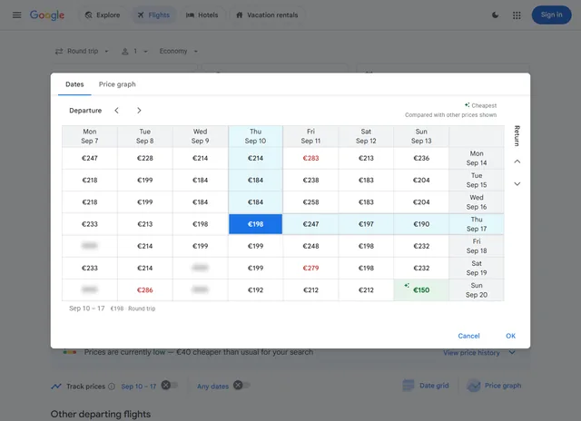 Step-by-step guide: finding the cheapest travel dates with the Google Flights date grid